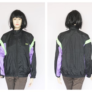 Size small jacket Windbreaker jacket Sport top Womens jacket Black jacket Athletic jacket Sport fashion 90s jacket Retro track top