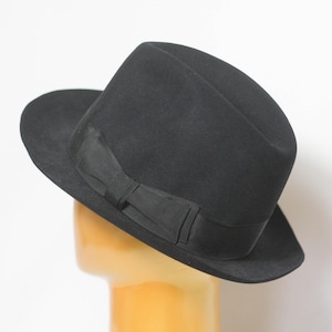 Sombrero unisex vintage, sombrero cálido, fedora para hombre, talla pequeña 55, sombrero negro informal, sombrero clásico vintage, sombrero retro, sombrero de grogrén, sombrero de campo, caballero