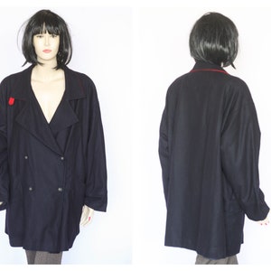 Oversized black Wool vintage coat Winter coat Felt coat Warm coat Retro coat Women coat Overcoat Outwear coat Kneet coat Long coat t
