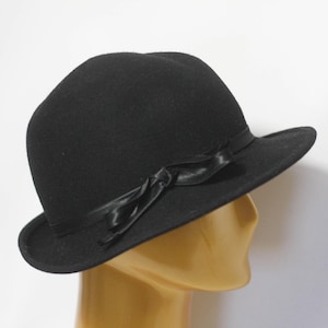 Retro wool hat Wool fedora Men&#39;s fedora Vintage hat Black fedora Black hat Warm hat Wide brim hat Wool hat Hat for men Casual hat Stylish