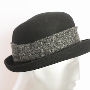 Men&#39;s classic fedora Black fedora Wool fedora Retro cap Fashion hat Formal hat Winter hat Warm hat Tyrolean hat Size medium 57