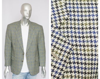 Size large Vintage mens blazer Wool blazer Plaid blazer Stylish blazer Wool jacket Casual blazer Brown blazer Tweed blazer mens Clothing