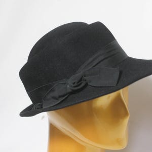Vintage Filzhut Damen Fedora Größe small Federhut Schwarzer Hut Wollhut Warmer Hut Wintermütze Winter Hut