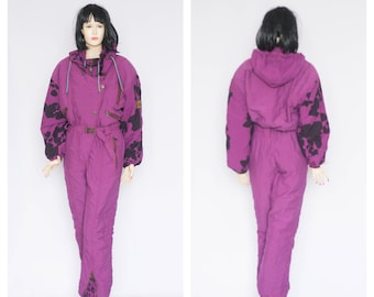 Traje de esquí grande tamaño traje de esquí vintage traje de esquí para mujer traje de esquí mono de invierno traje cálido traje de invierno traje de nieve traje púrpura snowboard