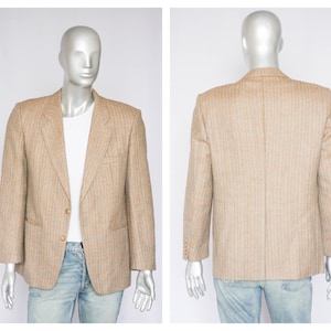 Vintage mens blazer Wool blazer Plaid blazer Stylish blazer Wool jacket Casual blazer Beige blazer Size medium Tweed blazer mens Clothing