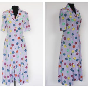 Vintage dotted dress Polka dot dress 3/4 sleeve dress Sarafan dress Button up dress Evening dress Party dress Womens Dress Size medium