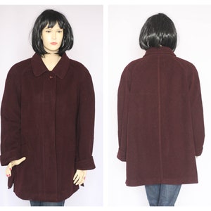Cashmere Wool vintage coat Winter coat  Warm coat Retro coat Women coat Overcoat Outwear coat Burgundy wool coat Virgin wool  Womens coat