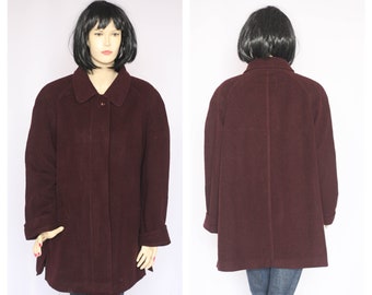 Cashmere Wool vintage coat Winter coat  Warm coat Retro coat Women coat Overcoat Outwear coat Burgundy wool coat Virgin wool  Womens coat