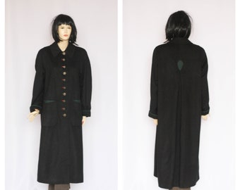 Manteau noir bavarois Autriche Manteau vintage en laine Manteau d'hiver Manteau en feutre Manteau chaud Manteau rétro Manteau femme Pardessus Manteau long Manteau