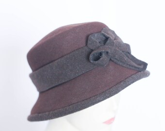 Vintage wollen hoed Womens fedora Maat mediu Ribbon tan Bruine hoed Wol hoed Warme hoed Winter hoed Casual fedora Wol fedora Dames hoed Retro hoed