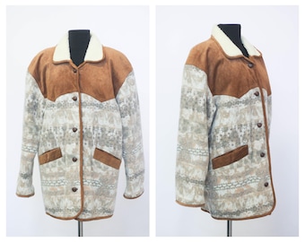 Wool&leather jacket Womens coat Winter Leather jacket Winter Sherpa Oversized coat Size small Fur coat Genuine leather Shearling