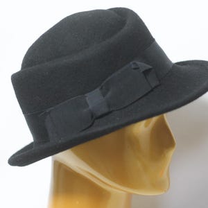 Retro wool hat Wool fedora Men&#39;s fedora Vintage hat Black fedora Black hat Warm hat Wide brim hat Wool hat Hat for men Casual hat Stylish
