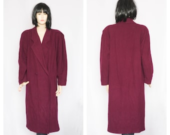 Lila Woll Vintage Mantel Wintermantel Filzmantel Warmer Mantel Retro Mantel Frauen Mantel Overcoat Outwear Mantel Burgund Mantel Langer Mantel t