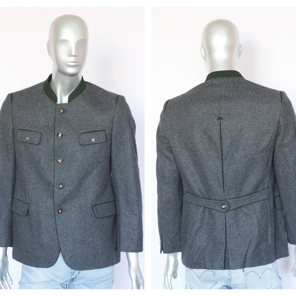 Oktoberfest gray wool blazer German jacket Trachten jacket Alpine jacket Men's national jacket Austrian jacket Long blazer Size medium