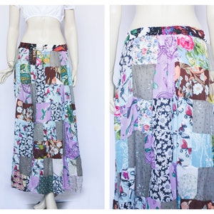 Vintage maxi skirt Long skirt Patchwork skirt Flowers skirt Womens skirt Abstract skirt Summer skirt Butterfly skirt Size medium Midi skirt