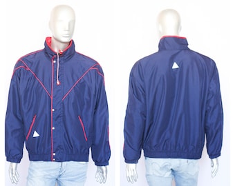 Dark blue jacket Vintage windbreaker 90s windbreaker Shell jacket Retro jacket Men's outwear Track jacket Athletic jacket Sport jacket
