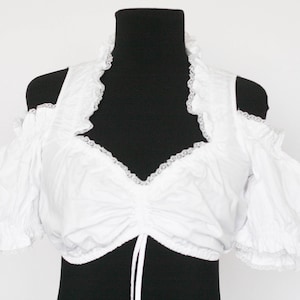 Rozmiar mały Bluzka Dirndl Bluzka Crop Bluzka Vintage Bluzka Nowość Top Oktoberfest Bluzka damska Bluzka bawarska Bluzka austriacka Biały top