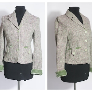 Warm blazer Short blazer Crop Jacket Plaid blazer Womens blazer suit jacket Loose jacket Retro blazer Vintage blazer Boho blazer Tartan