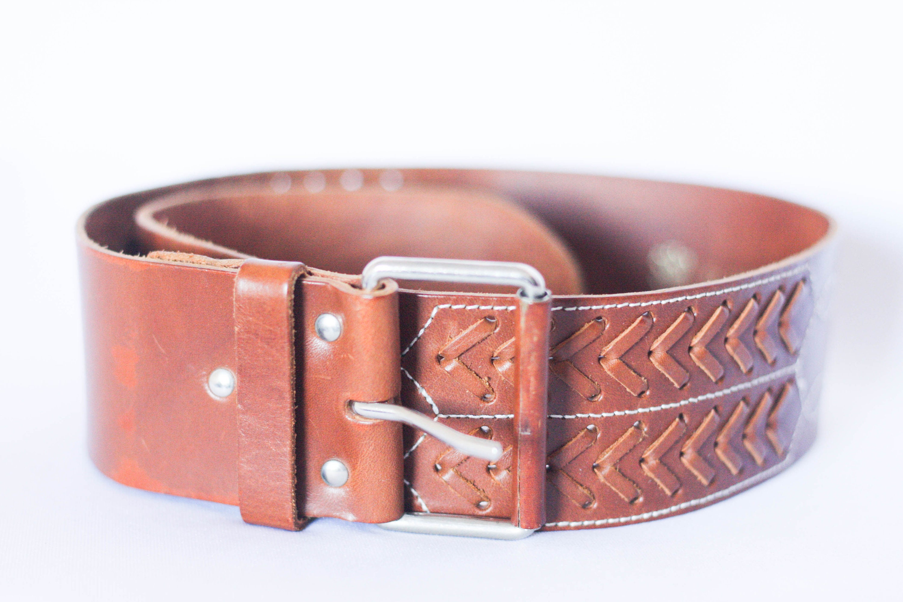 7522 Women\'s Fashion Casual Belt, Vintage Brown Brown Leather Waist Belt for Women – Wide Tobacco Belt With  main image 2