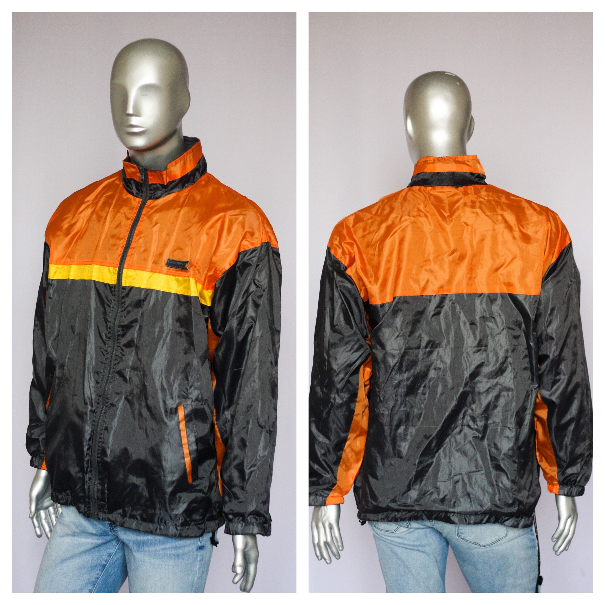 Gray Jacket Vintage Windbreaker Orange 