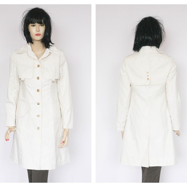 Vintage trench Womens trench Spring coat Size small Fabric coat Cotton coat Casual coat Midi coat Autumn coat Lightweight coat