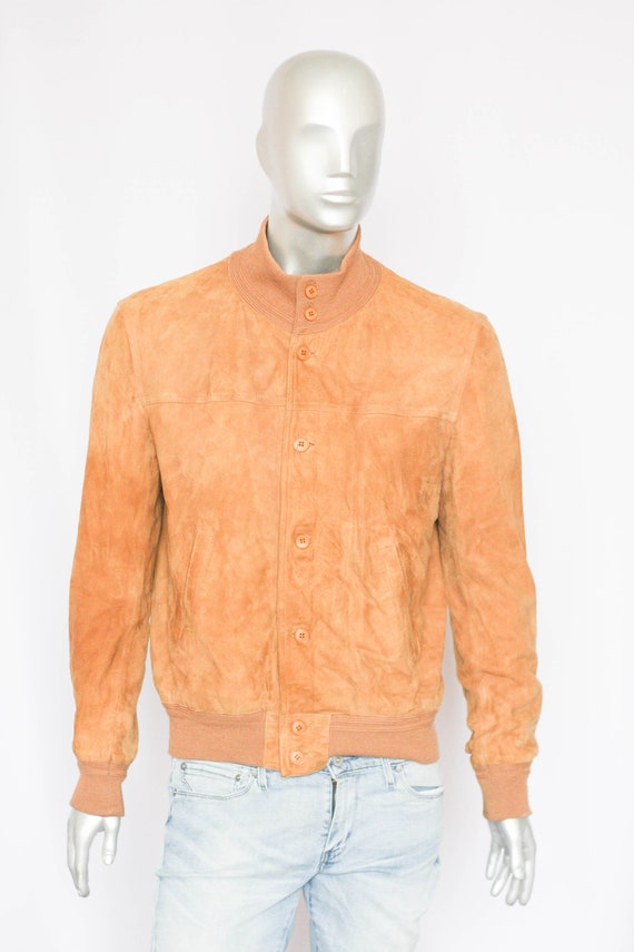 Vintage italian bomber leather jacket Mens jacket Lea… Gem