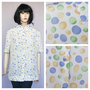 Polka dot blouse Dotted blouse Watercolor blouse Loose blouse Oversized blouse Large blouse Womens blouse Party blouse womens shirt