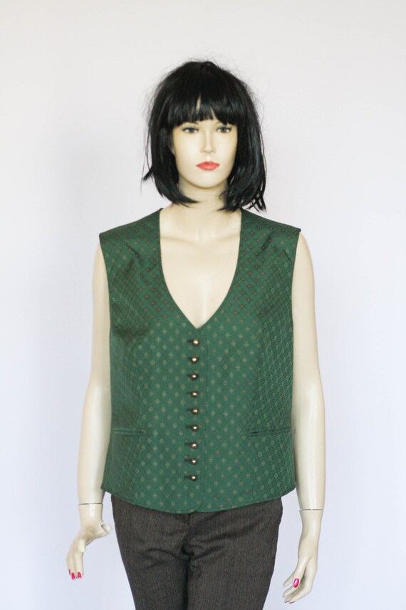 Gilet alpin traditionnel Gilet vert Gilet bavarois Gilet allemand Gilet Octoberfest Gilet femme Taille XL Gilet de fete Etsy France