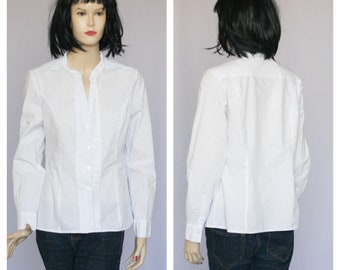 Secretaresse blouse Ruffle blouse Lange mouwen blouse Wit blouse Office blouse Dames shirt Casual blouse Klassieke blouse Romantische blouse