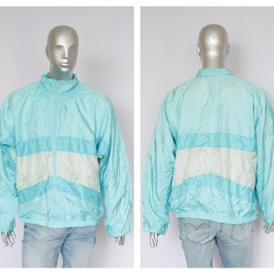 90er Jacke Sportjacke Sport Windbreaker Springjacke Trainingsjacke Herrenjacke Türkise Jacke Gestreift grün Herren Sportbekleidung Retro Jacke