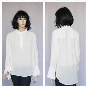 Elegant blouse Victorian blouse Creme blouse White blouse Loose blouse Retro blouse Oversized blouse Womens blouse Long shirt Womens shirt