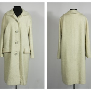 Beige Wool vintage coat Winter coat Long coat Warm coat Retro coat Women coat Overcoat Outwear coat Tan wool coat Size