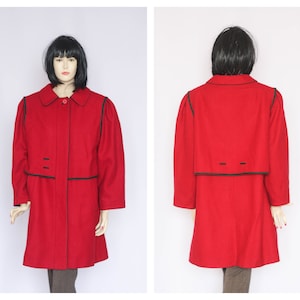 Oversized coat Loose coat Wool coat Size large Winter overcoat Warm coat Womens coat Womens outerwear Retro coat Wool coat Red coat