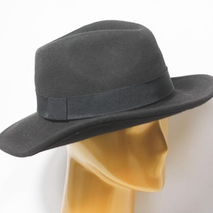 Black fedora hat Size medium 57 Men&#39;s fedora Black fedora Retro hat Felt fedora Classic fedora Hat for men Homburg hat Man boho hat