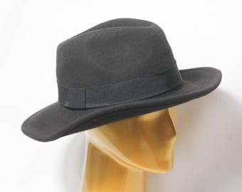 Sombrero fedora negro Talla mediana 57 Fedora de hombre Fedora negro Sombrero retro Fedora de fieltro Fedora clásico Sombrero para hombre Sombrero Homburg Sombrero boho para hombre