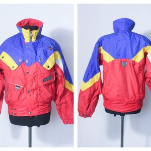 Damen Größe small Vintage bunter Wintermantel Warme Jacke Shell-Mantel Damenjacke Skijacke Schneejacke Wintermantel Skibekleidung