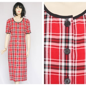 Vintage plaid dress Tartan dress Sarafan dress Party dress Red dress Cocktail dress Holiday dress Womens Dress Size medium