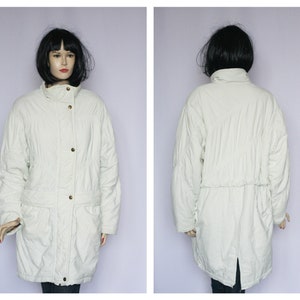 Long parka Vintage parka Oversized coat Loose jacket Winter jacket Spring clothing Womens jacket 90s jacket Whitevjacket Long coat