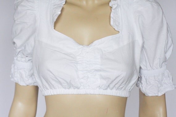 Size XS Dirndl blouse Crop blouse Vintage blouse … - image 6