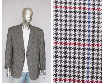 Blazer deportivo para hombre Blazer vintage Blazer a cuadros Blazer a cuadros Blazer de lana Chaqueta de traje Blazer retro Blazer de tweed Ropa de los años 80 Talla grande
