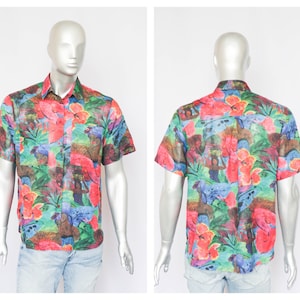 Lightweight shirt Summer shirt Beach shirt Mens shirt Short sleeve shirt Hawaiian shirt Abstract print Aloha shirt hippie shirt Paint shirt