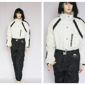 White ski suit Womens ski suit Winter suit Warm suit Snow suit Warm suit Vintage suit Ski jumpsuit Ski overal One piece suit
