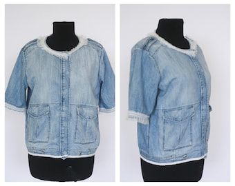 90s jacket  Vintage denim jacket Washed denim Women's jacket Fabric jacket Denim blazer Jean jacket Casual Blue jacket Autumn