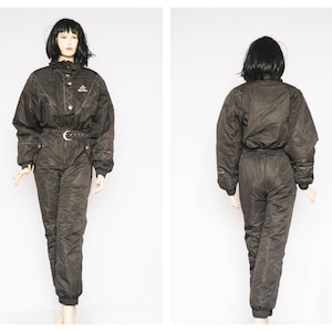 Vintage black suit Ski siut Womens suit Snow suit Winter jumpsuit Ladies winterwear Skiing suit Warm suit Snow suit Retro suit Size small