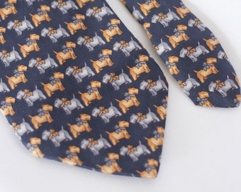 Terrier dog tie Silk tie pet lover gift Dog tie Italian Tie Collectibletie Novelty tie Dog necktie Vintage tie Mens necktie Animal tie