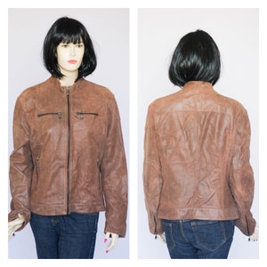 Genuine leather jacket Made in Italy Smooth leather coat Brown jacket Vintage jacket Leather clothing Brown leather 90s jacket Womens jacket