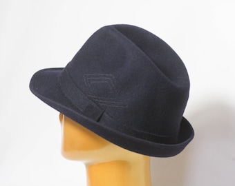 Vintage wool hat Womens fedora Size small black hat Wool hat Warm hat Winter hat Casual fedora Wool fedora Ladies hat Retro hat