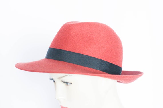 Vintage wool hat Womens fedora Size small Camel t… - image 5