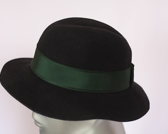 Unisex Classic fedora Hoed Heren hoed Dames hoed Zwart fedora Unisex fedora Maat medium Mens fedora Vintage hoed Zwarte hoed