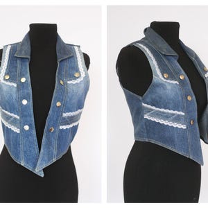 Vintage denim vest Womens vest Blue vest Blue denim Blue top Jeans vest Cotton vest vintage waistcoat one size Sleeveless top Jean jacket